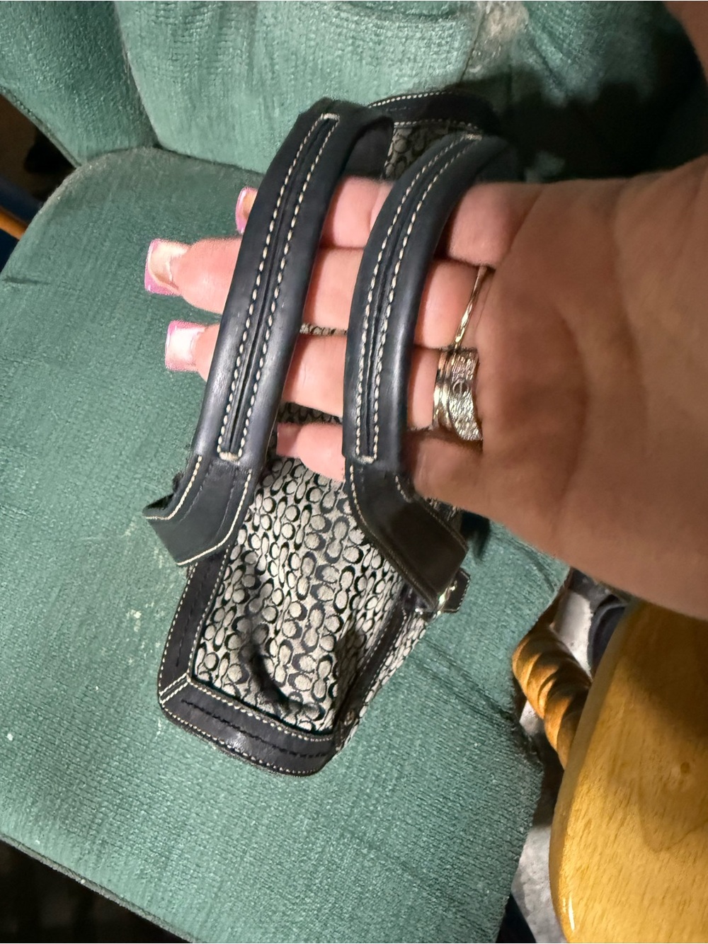 COACH Some Rehab Needed Vintage Soho Signature Jacquard Flap Satchel Black/Grey - Picture 14 of 16